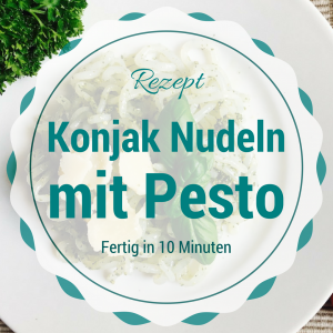 Konjak Nudeln Rezept mit rotem und grünem Pesto